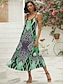 Χαμηλού Κόστους Print Φορέματα-Γυναικεία Φόρεμα σε γραμμή Α Στάμπα Τιράντες Μακρύ Φόρεμα Μάξι Φόρεμα Βίντατζ Διακοπές Αμάνικο Καλοκαίρι