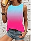 cheap Tank Tops &amp; Camis-Women&#039;s Tank Top Vest Ombre Tie Dye Color Gradient Casual Vacation Print Pink Sleeveless Stylish Crew Neck Summer