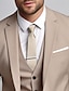 お買い得  スーツ-カーキ メンズ ウェディング スーツ ソリッド カラー 3 ピース デイリー ビジネス プラスサイズ シングルブレスト 2 つボタン 2024