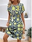 cheap Print Dresses-Women&#039;s Casual Dress T Shirt Dress Tee Dress Floral Print Crew Neck Midi Dress Date Vacation Short Sleeve Summer