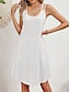 economico abiti semplici-Per donna Vestito bianco Mini abito Occhiello Appuntamento Da mare Streetwear Essenziale Con bretelline Senza maniche Nero Bianco Rosa Colore