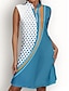 お買い得  デザイナーコレクション-女性用 ゴルフドレス ブルー ノースリーブ 日焼け防止 テニスの服装 波点 レディース ゴルフウェア ウェア アウトフィット ウェア アパレル