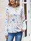 abordables Camisetas de mujer-Mujer Camiseta Floral Estampado Diario Fin de semana Moda Manga Larga Cuello Barco Blanco Primavera
