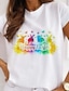 voordelige Dames T-shirts-Dames T-shirt Katoen Grafisch Afdrukken Weekend Modieus Korte mouw Ronde hals Wit Zomer