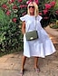 levne obyčejné šaty-Dámské Volnočasové šaty Mini šaty Slátanina Nabírané Havajské Tričkový Krátký rukáv Černá Bílá Světlá růžová Barva