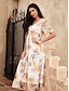 cheap Print Casual Dress-Chiffon Print Floral V Neck Maxi Dress
