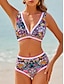 tanie markowe stroje kąpielowe-haftowany zestaw bikini o przedłużonym kroju i trójkątnym kroju