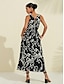 preiswerte Lässiges Kleid mit Aufdruck-Maxikleid aus Satin mit V-Ausschnitt und grafischem Print