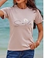 billiga T-shirts för damer-Dam T-shirt 100 % bomull Daisy Bokstav Ledigt Helgen Mönster Rodnande Rosa Kortärmad Mode Grundläggande Rund hals Sommar