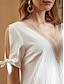 preiswerte schlichte Kleider-Damen Spitzenkleid Ausgeschnitten Schleife V Ausschnitt Minikleid Elegant Täglich Kurzarm Sommer Frühling