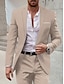 お買い得  スーツ-ブラック ホワイト アイボリー メンズ ウェディング スーツ ソリッド カラー 2 ピース テーラード フィット シングルブレスト 1 ボタン 2024