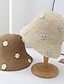 cheap Straw Hat-Flower Crochet Straw Bucket Hat Elegant Solid Color Breathable Sun Hats Lightweight Ruffle Fisherman Cap For Women Girls
