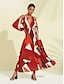 cheap Print Casual Dress-Geometric Chiffon Maxi Dress