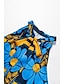 baratos camisas, tops e blusas-blusa geométrica de cetim com gola e flor