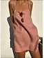 Χαμηλού Κόστους σχέδιο βαμβακερά &amp; λινά φορέματα-Γυναικεία Φόρεμα από βαμβακερό λινό Μίνι φόρεμα Τσέπη Καθημερινό Δουλειά Καθημερινά Ημερομηνία Λεπτές Τιράντες Αμάνικο Καλοκαίρι Άνοιξη Λευκό Σαμπανιζέ Σκέτο