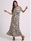 Χαμηλού Κόστους Print Φορέματα-Γυναικεία Καθημερινό φόρεμα Σκίσιμο Στάμπα Λαιμόκοψη V Μακρύ Φόρεμα Μάξι Φόρεμα Διακοπές Κοντομάνικο Καλοκαίρι