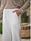 رخيصةأون ملابس تحتية أساسية للنساء-نسائي سروال الكتان السراويل الفضفاضة خليط كتان / قطن جيوب جانبية فضفاض Ankle-length أسود الصيف