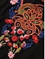 cheap Women&#039;s Blouses &amp; Shirts-Women&#039;s Embroidered Blouse Long Sleeve Floral Boho Ethnic Mexican Tops Peasant Shirts