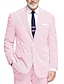 preiswerte Anzüge-blau-rosa Herren-Strandhochzeitsanzug aus Seersucker, einfarbig, zweiteilig, Standard-Passform, einreihig, zwei Knöpfe, 2024