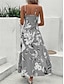 cheap Print Dresses-Women&#039;s Casual Dress A Line Dress Slip Dress Floral Print Strap Long Dress Maxi Dress Vacation Sleeveless Summer
