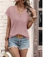 cheap Basic Women&#039;s Tops-T shirt Tee Women&#039;s Black White Pink Plain Lace Street Daily Fashion V Neck Regular Fit S