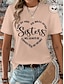 voordelige Dames T-shirts-Dames T-shirt 100% katoen Hart Brief Afdrukken Dagelijks Weekend Modieus Basic Korte mouw Strakke ronde hals Zwart Zomer