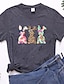 baratos T-Shirts de mulher-Mulheres Camiseta Algodão Animal Final de semana Imprimir Amarelo Manga Curta Moda Decote Redondo Verão