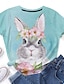 billige T-shirts til kvinde-Dame T-shirt Blomstret Dyr Weekend Trykt mønster Hvid Kortærmet Mode Rund hals Sommer