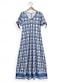 Χαμηλού Κόστους Print Φορέματα-Γυναικεία Καθημερινό φόρεμα Φλοράλ Στάμπα Λαιμόκοψη V Μίντι φόρεμα Βίντατζ Etnic Ημερομηνία Διακοπές Κοντομάνικο Καλοκαίρι Άνοιξη