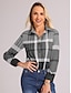 cheap Women&#039;s Blouses &amp; Shirts-Women&#039;s Shirt Blouse Plaid Casual Button Print Red Long Sleeve Fashion Shirt Collar Spring &amp;  Fall