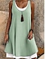 Χαμηλού Κόστους vintage μονόχρωμα φορέματα-Γυναικεία ψεύτικο δύο κομμάτια Φόρεμα σκέιτερ Μίνι φόρεμα Λινό Βασικό Σκέτο Στρογγυλή Ψηλή Λαιμόκοψη Αμάνικο Καθημερινά Καλοκαίρι Άνοιξη Μαύρο Πράσινο Ανοικτό