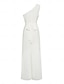 Χαμηλού Κόστους Jumpsuits-γυναικεία ολόσωμη φόρμα με έναν ώμο σε λευκό σιφόν