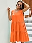 billige almindelige kjoler-Dame Hverdagskjole Mini kjole Krøllede Folder Patchwork Ferierejse Hawaiiansk V-hals Uden ærmer Sort Hvid Gul Farve