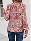 billige Bluser og trøjer til kvinder-Dame Skjorte Boho skjorte Bluse Paisley Afslappet Ferie Knap Trykt mønster Rød Langærmet Mode Boheme V-hals Sommer Forår