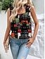 cheap Tank Tops &amp; Camis-Women&#039;s Tank Top Vest Floral Print Casual Streetwear Daily Sleeveless Square Neck Black Summer