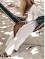 رخيصةأون فساتين عادية-نسائي فستان أبيض فستان طويل ماكسي محاك بربطات فراغ خارجي عطلة شاطئ أناقة الشارع ماكسي V رقبة كم طويل أبيض اللون