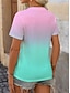 billiga T-shirts för damer-Dam T-shirt Nyans Färggradient Mönster Dagligen Semester Mode Kortärmad Rund hals Blå Sommar