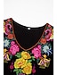 olcso Mintás ruhák-Női Fekete ruha Vintage ruha Virágos Hímzett V-alakú Hosszú ruha Maxi ruha Csehország Randi Vakáció Hosszú ujj Nyár Tavasz