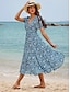 preiswerte Bedruckte Kleider-Damen Chiffon A Linie Kleid Ditsy Blumig Gestuft V Ausschnitt Maxidress Hawaiianisch Stilvoll Urlaub Kurzarm Sommer