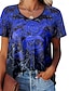 cheap Women&#039;s T-shirts-Women&#039;s T shirt Tee Floral Print Casual Holiday Fashion Short Sleeve Round Neck Red Summer