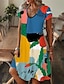 Χαμηλού Κόστους Print Φορέματα-Γυναικεία Καθημερινό φόρεμα Φόρεμα σε γραμμή Α Γραφική Στάμπα Λαιμόκοψη V Μακρύ Φόρεμα Μάξι Φόρεμα Βασικό Σπίτι Διακοπές Κοντομάνικο Καλοκαίρι