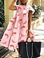 olcso Mintás ruhák-Női Ditsy virágos Fodrozott Nyomtatott Terített nyak Mini ruha aranyos stílus Randi Rövid ujjú Nyár