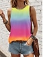 cheap Tank Tops &amp; Camis-Women&#039;s Tank Top Vest Ombre Tie Dye Color Gradient Casual Vacation Print Pink Sleeveless Stylish Crew Neck Summer