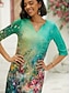olcso Mintás ruhák-Női Váltó ruha Virágos Absztrakt Nyomtatott V-alakú Mini ruha Napi Féhosszú Nyár Tavasz