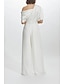 Χαμηλού Κόστους Φορέματα για Καλεσμένους σε Γάμο-Ολόσωμη φόρμα Φορέματα καλεσμένων γάμου Κομψό Φόρεμα Επίσημο Δεξίωση Γάμου Μακρύ Κοντομάνικο Ένας Ώμος Stretch Crepe με Πιασίματα 2024
