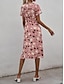 זול שמלות עם הדפס-בגדי ריקוד נשים שמלת קז&#039;ואל פרחוני דפוס צווארון V שמלה ארוכה שמלת מקסי חופשה שרוולים קצרים קיץ