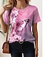 preiswerte T-Shirts für Damen-Damen T Shirt Blumen Bedruckt Täglich Wochenende Modisch Kurzarm Rundhalsausschnitt Weiß Sommer