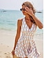 זול בגדי ים של מעצבים-שמלת שחייה עם הדפס עלים עם צווארון V