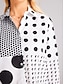 baratos Blusas e Camisas de mulher-Mulheres Camisa Social Blusa Poá Botão Imprimir Casual Moda Manga Longa Colarinho de Camisa Branco Primavera &amp; Outono