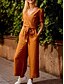 voordelige vakantie jumpsuit-Dames Jumpsuit Veters Zak Effen Kleur V-hals Streetwear Straat Dagelijks Normale pasvorm Korte mouw Zwart Fuchsia Khaki S M L Zomer